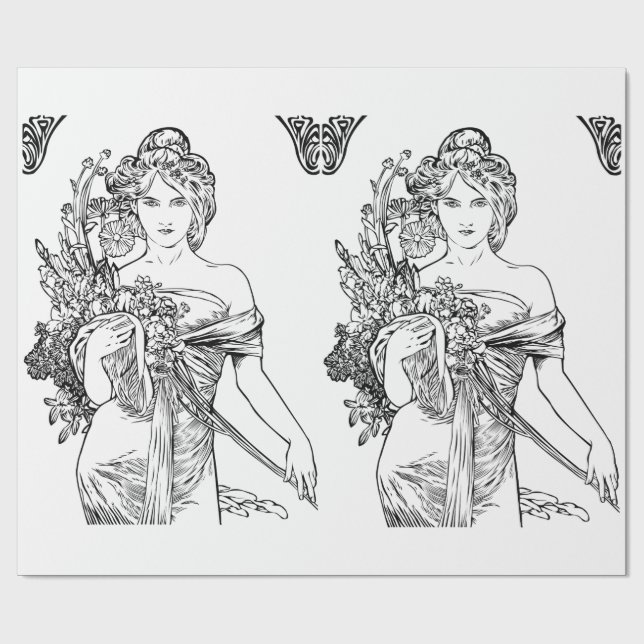 Art nouveau Alphonse Mucha papel de embrulho (Aberto)