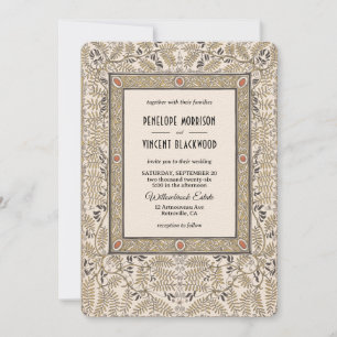 Art Nouveau Autumn Colors Convite para Casamento