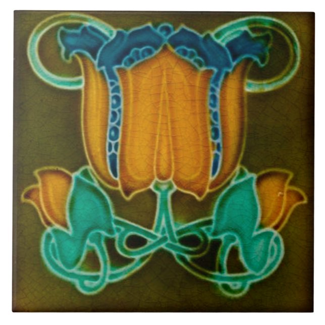 Art Nouveau Azulejo de Lareira cerâmica (Frente)