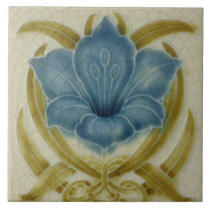 Art Nouveau Azulejos Cerâmicos — Flor Azul Vint