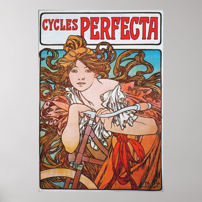 Art Nouveau Bicicleta Francesa Poster (Frente)