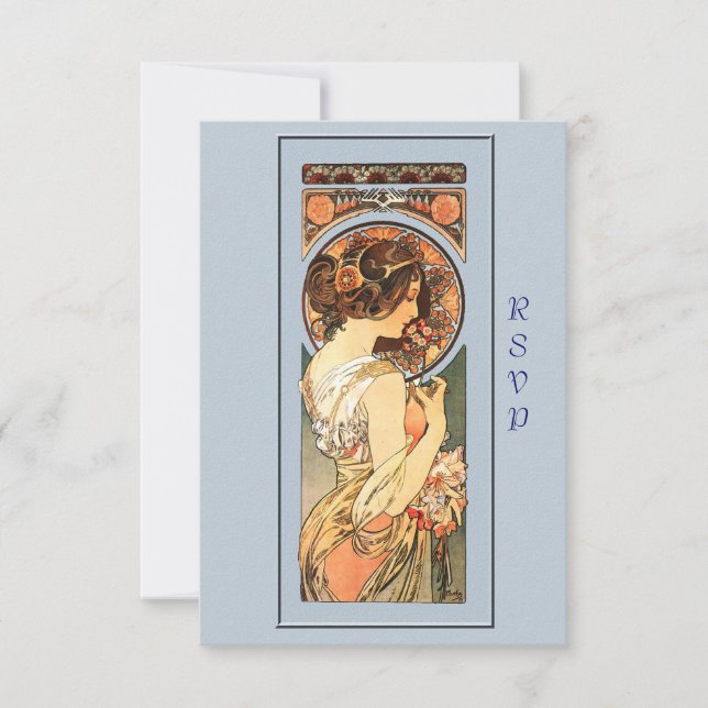 Art Nouveau Bonita Carta RSVP de Casamento de Noiv (Frente)