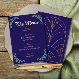Art Nouveau Botânico Floral Blue Menu