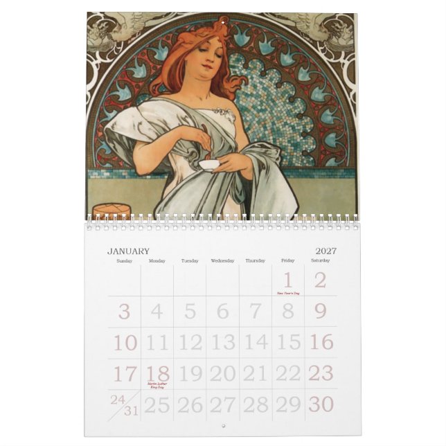 Art Nouveau Calendário (Jan 2027)