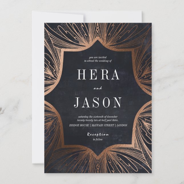 Art Nouveau carvão e bronze Convite de (Frente)