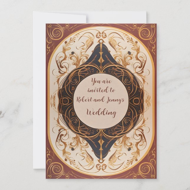 Art Nouveau Convite Floured Weding (Frente)