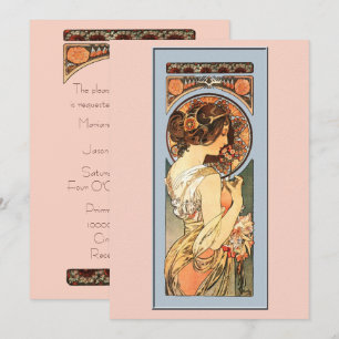 Art Nouveau Convite para Casamento de Noiva Bonita