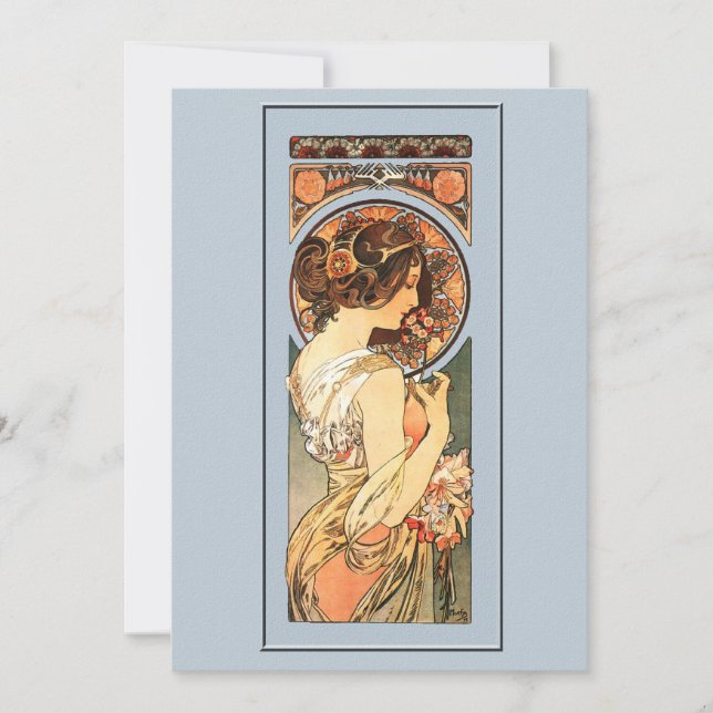 Art Nouveau Convite para Casamento de Noiva Bonita (Frente)
