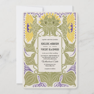 Art Nouveau Convite para Casamento de Sunflower
