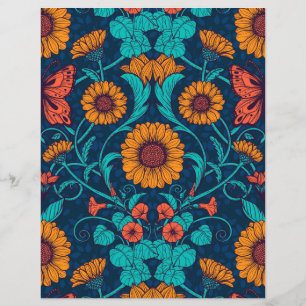 Art Nouveau daisie em azul e amarelo