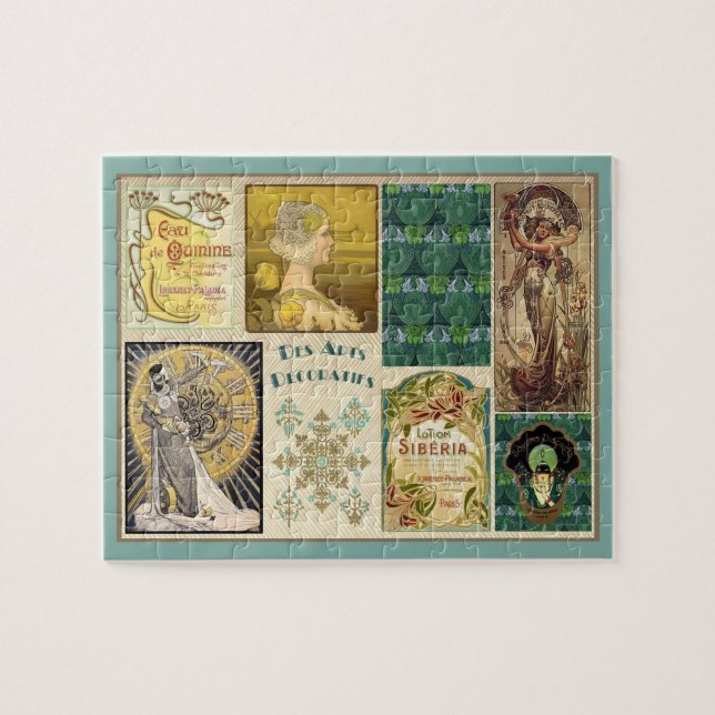 Art Nouveau Damas Jigsee Quebra-cabeça (Horizontal)