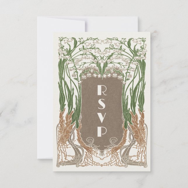 Art Nouveau Delicate Snowdrops QR RSVP (Verso)