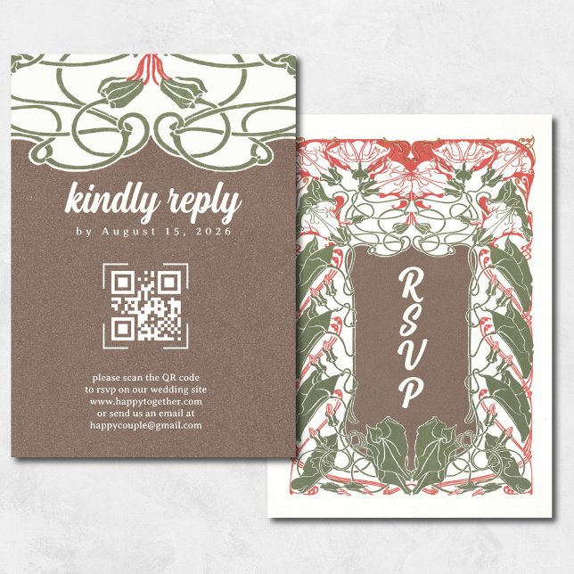 Art Nouveau Elegância Floral 2 RSVP QR (Criador carregado)