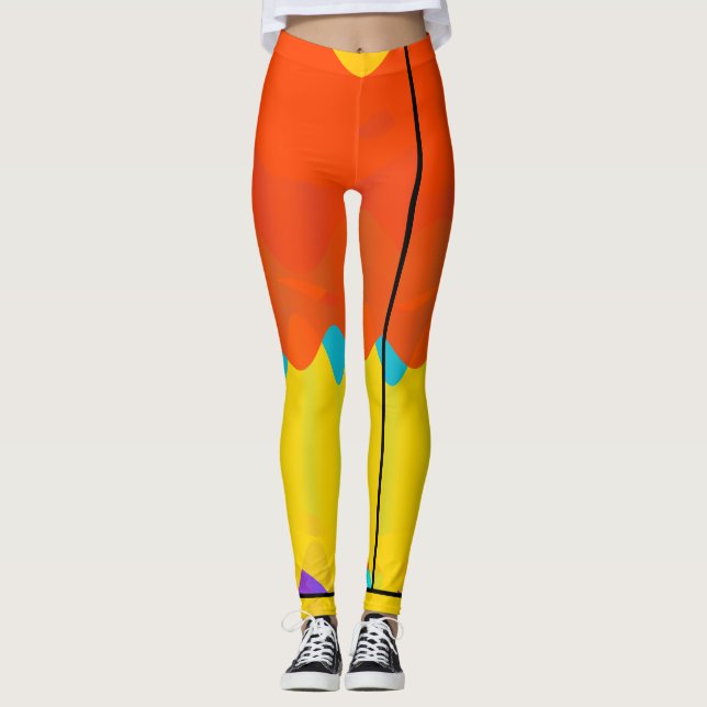 Art Nouveau Estilos Geométricos Leggings de Padrão (Frente)