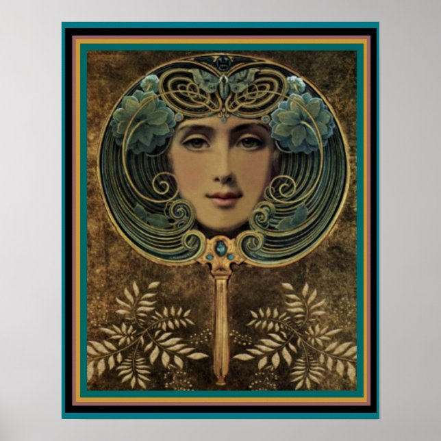 Art Nouveau Face in the Mirror 16 x 20 Poster (Frente)
