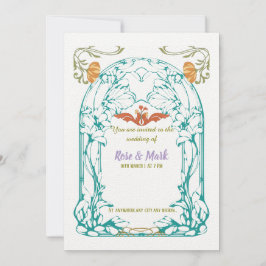 Art nouveau foliage convite para casamento