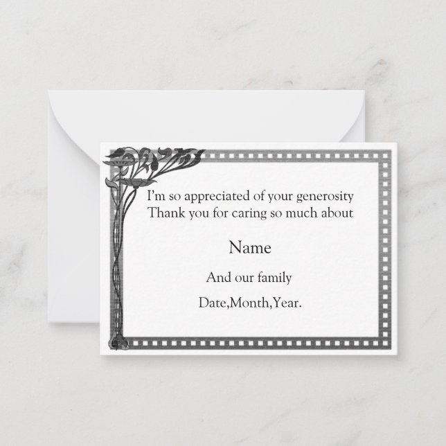 Art Nouveau Frame Cartões de agradecimentos (Frente)