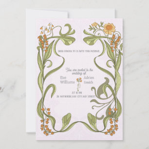 Art nouveau inspirou convite para o casamento