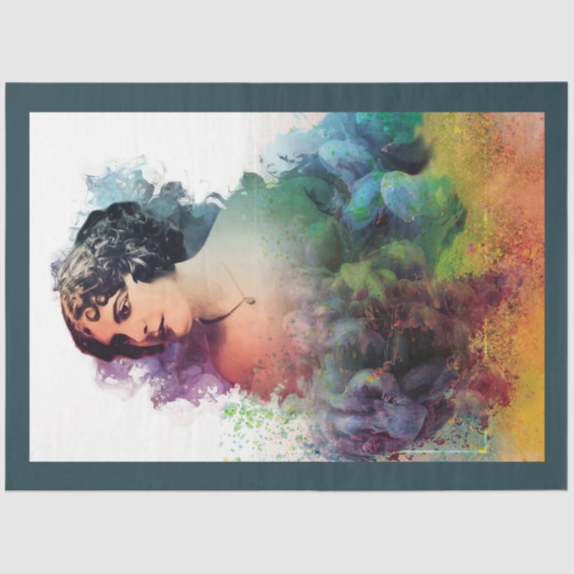 Art Nouveau Lady 13 Papel Tecido de Decoupage (Frente )