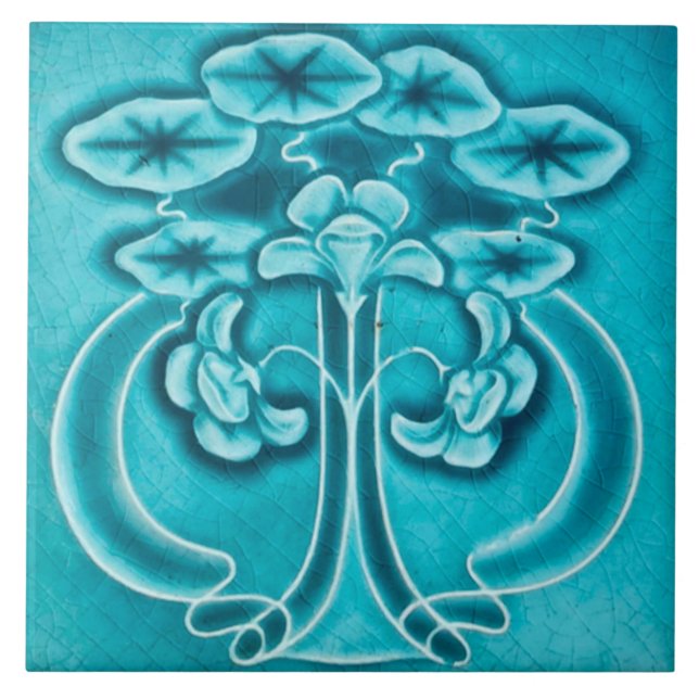 Art Nouveau Lareira Cerâmica azulejo (Frente)