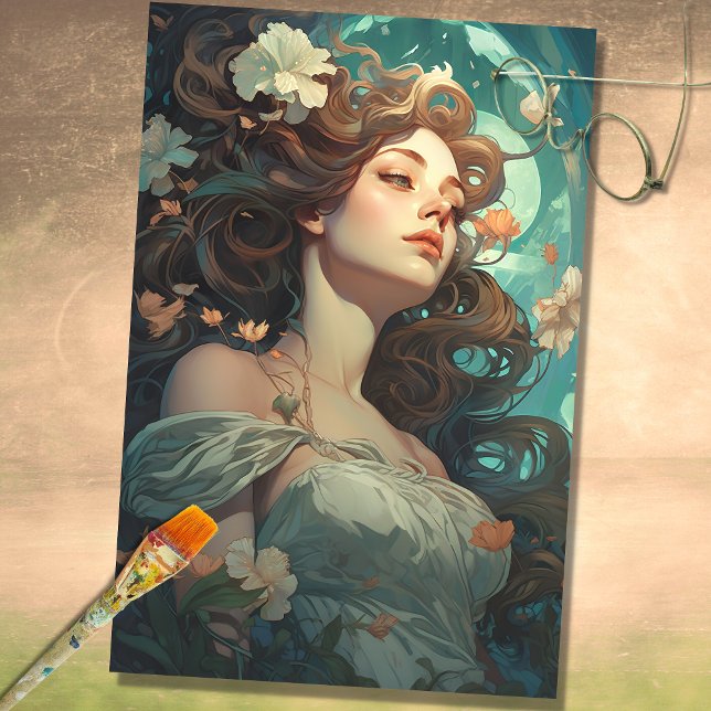 Art Nouveau Mulher 1 Papel de Decoupage (Criador carregado)