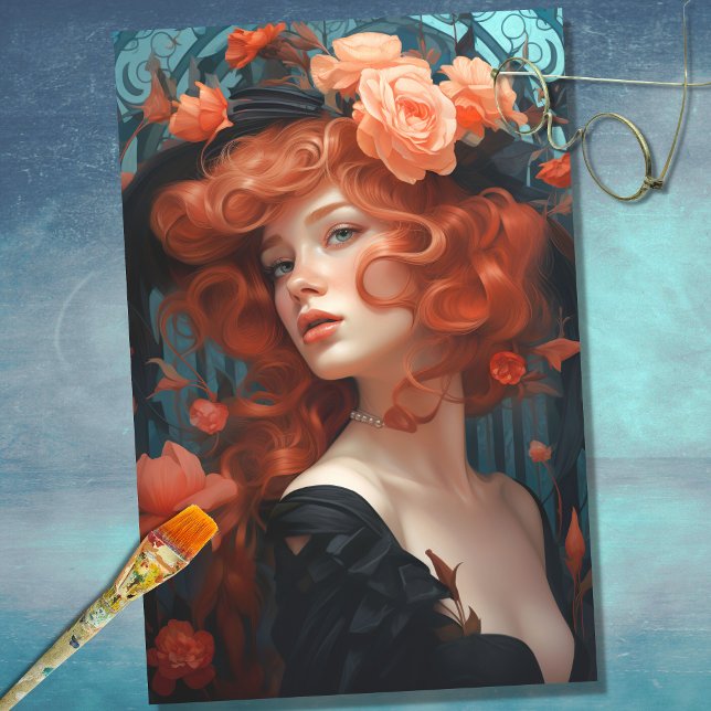 Art Nouveau Mulher 2 - Papel Decoupage (Criador carregado)