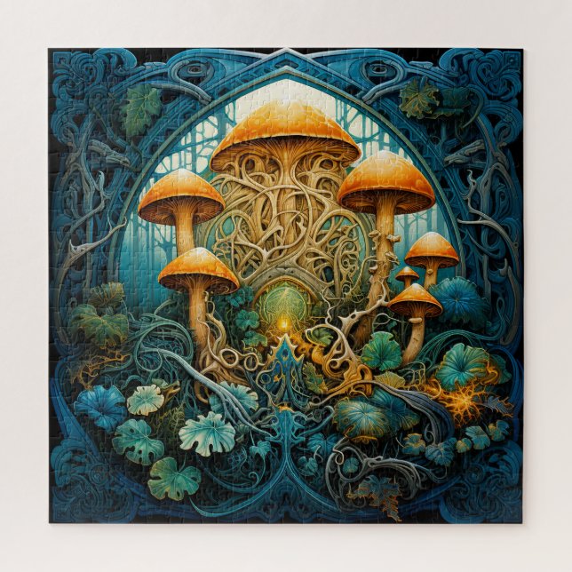 Art Nouveau Mushroom Fantasy Quebra-cabeça (Vertical)