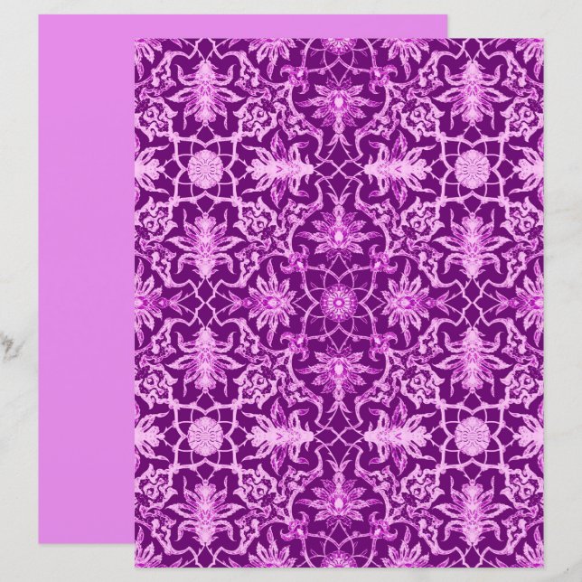 Art Nouveau - Padrão Chinês, Ametista Roxo (Frente/Verso)