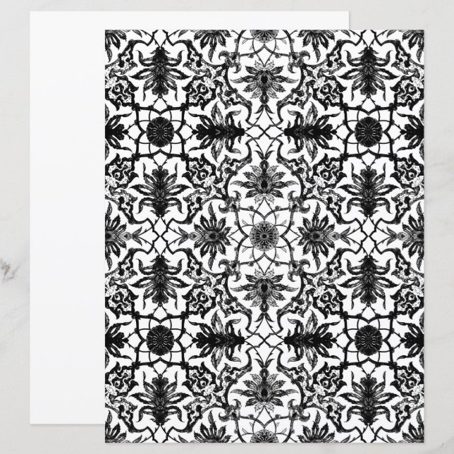 Art Nouveau - Padrão Chinês, Preto e Branco (Frente/Verso)