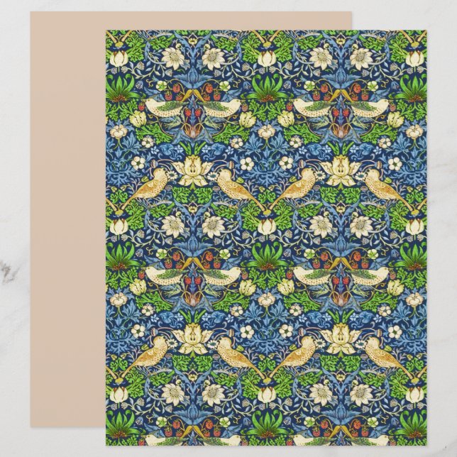 Art Nouveau Pássaro e Flor Padrão de Tapeçaria (Frente/Verso)