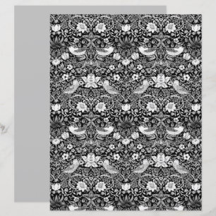Art Nouveau Pássaro e Flor, Preto e Branco