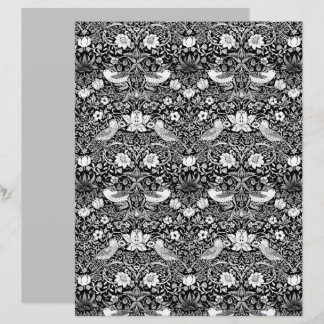 Art Nouveau Pássaro e Flor, Preto e Branco