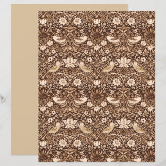 Art Nouveau Pássaro e Flor Tapeçaria, Sepia Brown