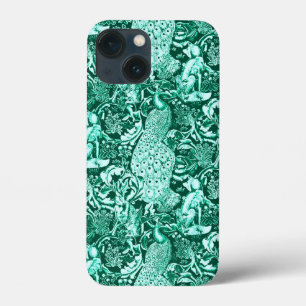 Art Nouveau Peacock Impressão, Turquoise e Aqua