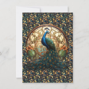 Art Nouveau Peacock no Cartão Nota 1