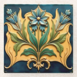 Art Nouveau Porta copos Floral Azul