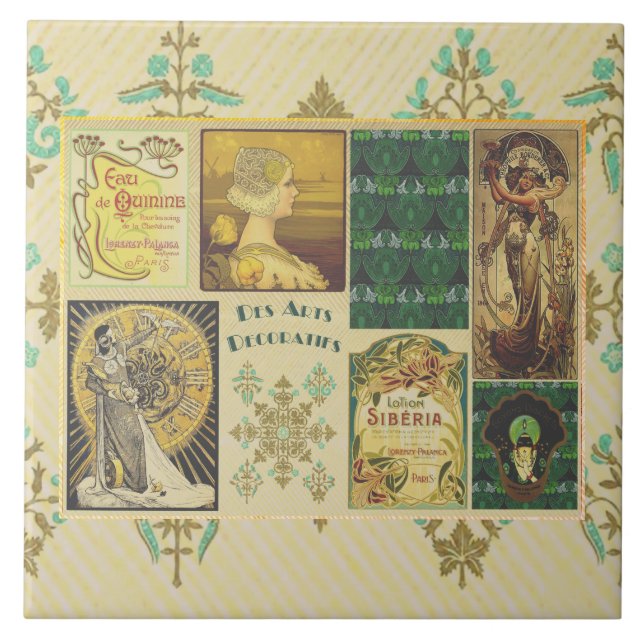 Art Nouveau Senhoras Azulejo Cerâmico (Frente)