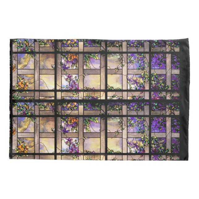 Art Nouveau Tiffany Stain Glass Floral Pillowcase (Verso)