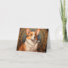 Art Nouveau Vazio Corgi Obrigado Cartões