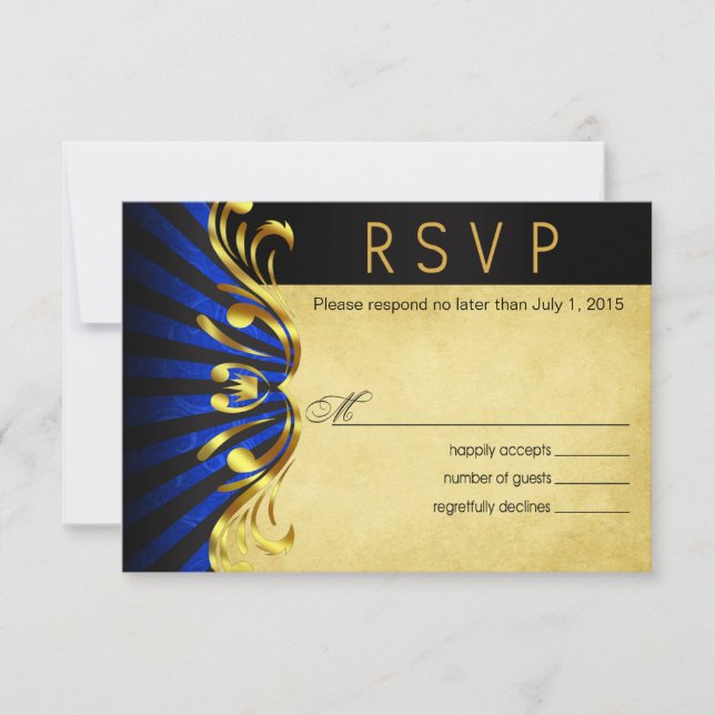 Art Nouveau Vegas RSVP | azul dourado (Frente)
