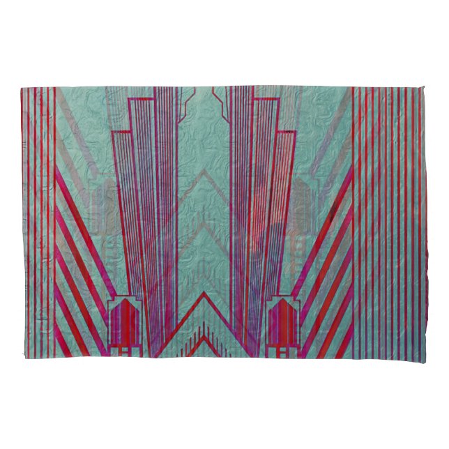 Art nouveau, vermelho, teal, verde, vintage, art d (Frente)