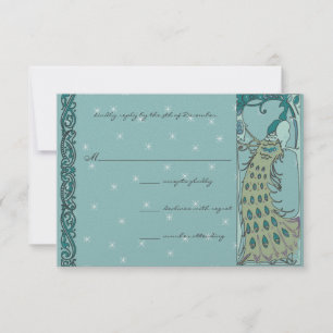 Art Nouveau Vintage Peacock Wedding RSVP