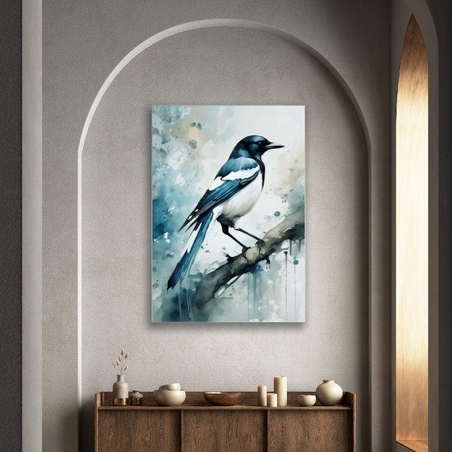 ART Poster : Elegant Magpie l Blue, Grey, Navy l  (Criador carregado)