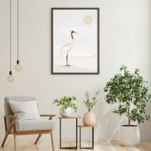 ART poster l Crane, minimalist, aesthetic, white,