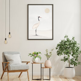 ART poster l Crane, minimalist, aesthetic, white,