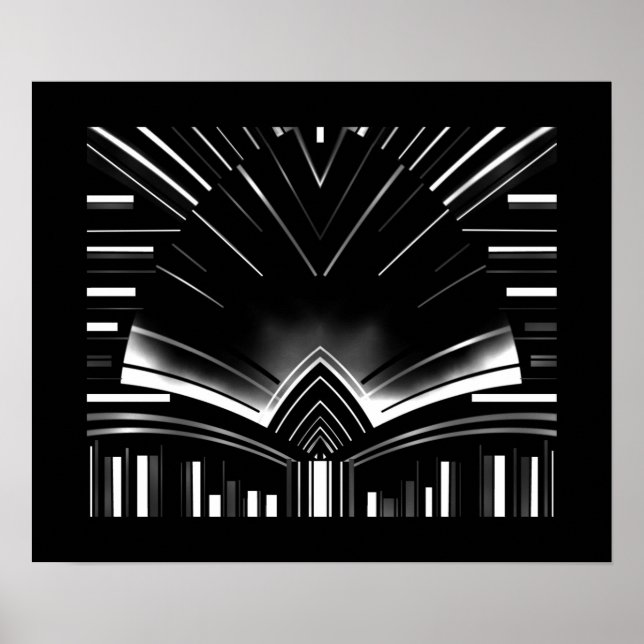 Arte Abstrata de Faixa Prateada em Curva em Poster (Frente)