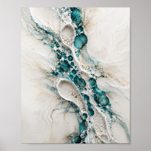 Arte Abstrata de Geodo Teal em Poster para Impress