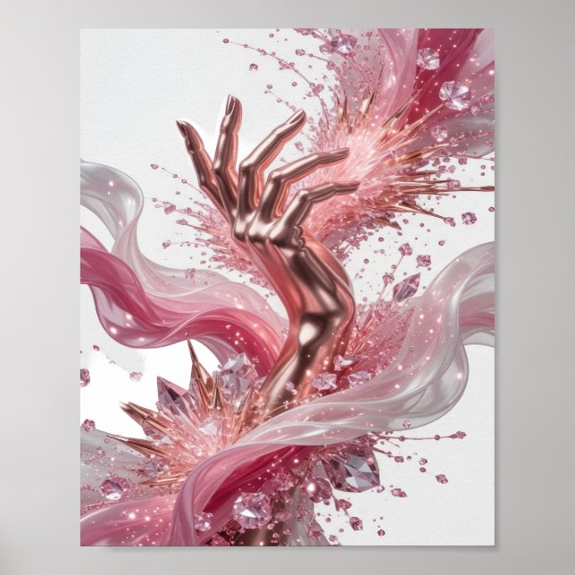 ARTE ABSTRATA Dinâmica Prata Impressão de Moda v2 (Frente)