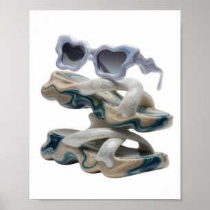 ARTE ABSTRATA Edgy Prata Impressão de Moda