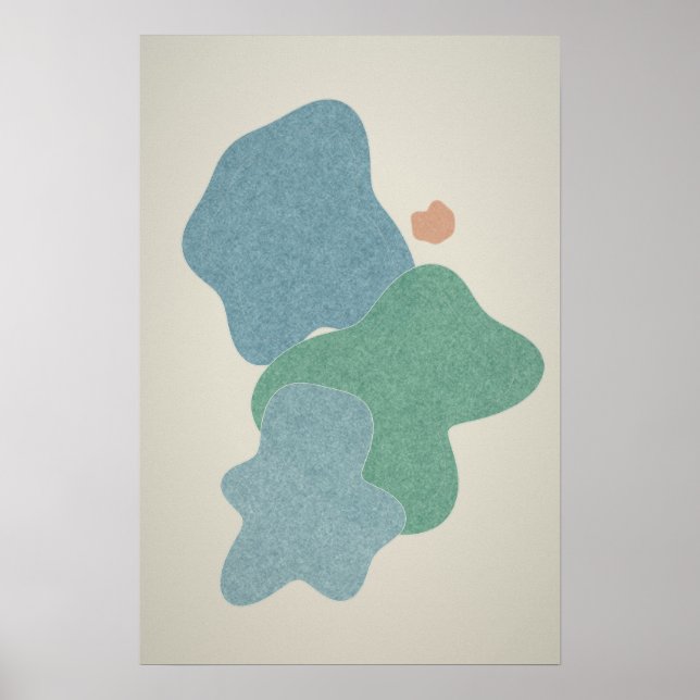 Arte Abstrata em Poster de Parede Azul Fresco e Ja (Frente)